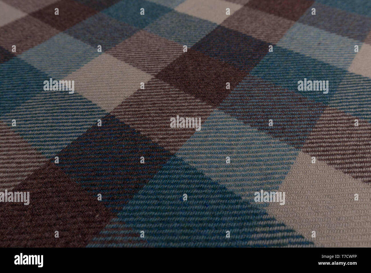 Vista dettagliata del tessuto di tartan con texture tessili sfondo Foto Stock