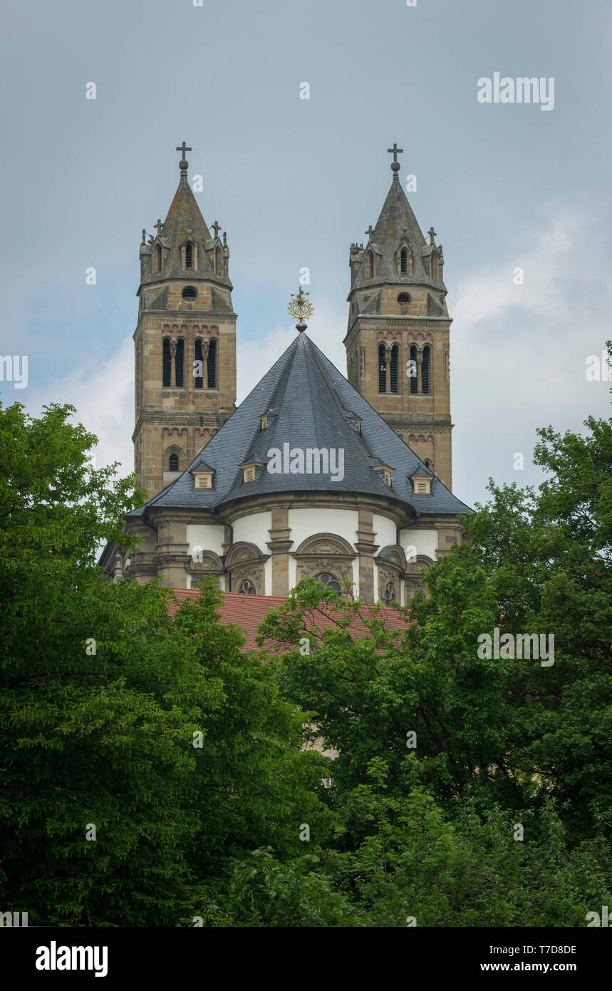 Castello comburg, ex monastero benedettino, schwaebisch hall, kocher valley, hohenlohe regione, Baden-Wuerttemberg, Heilbronn-Franconia, Germania Foto Stock