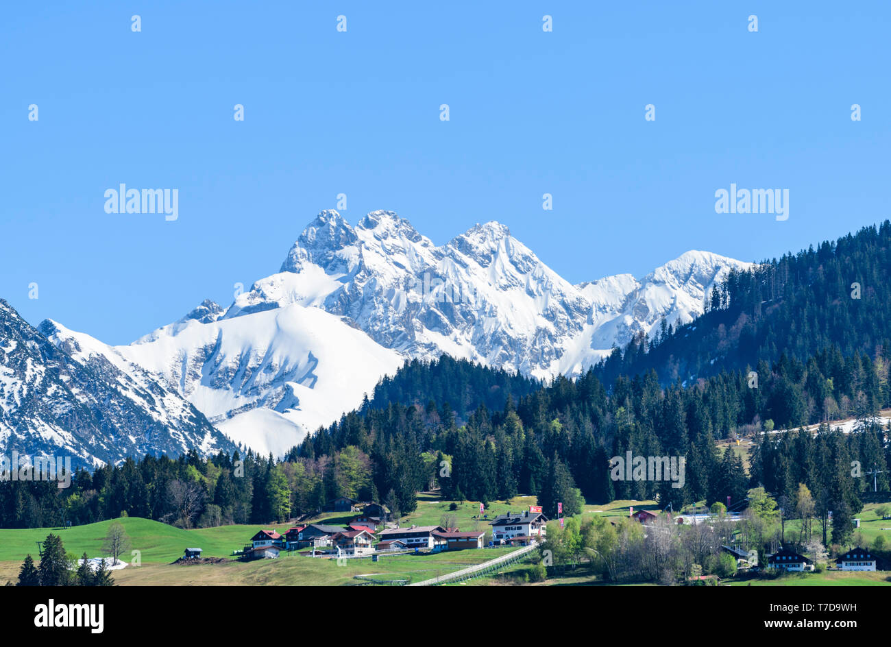 Impressionante panorama delle Alpi dell'Algovia vicino a Oberstdorf Foto Stock