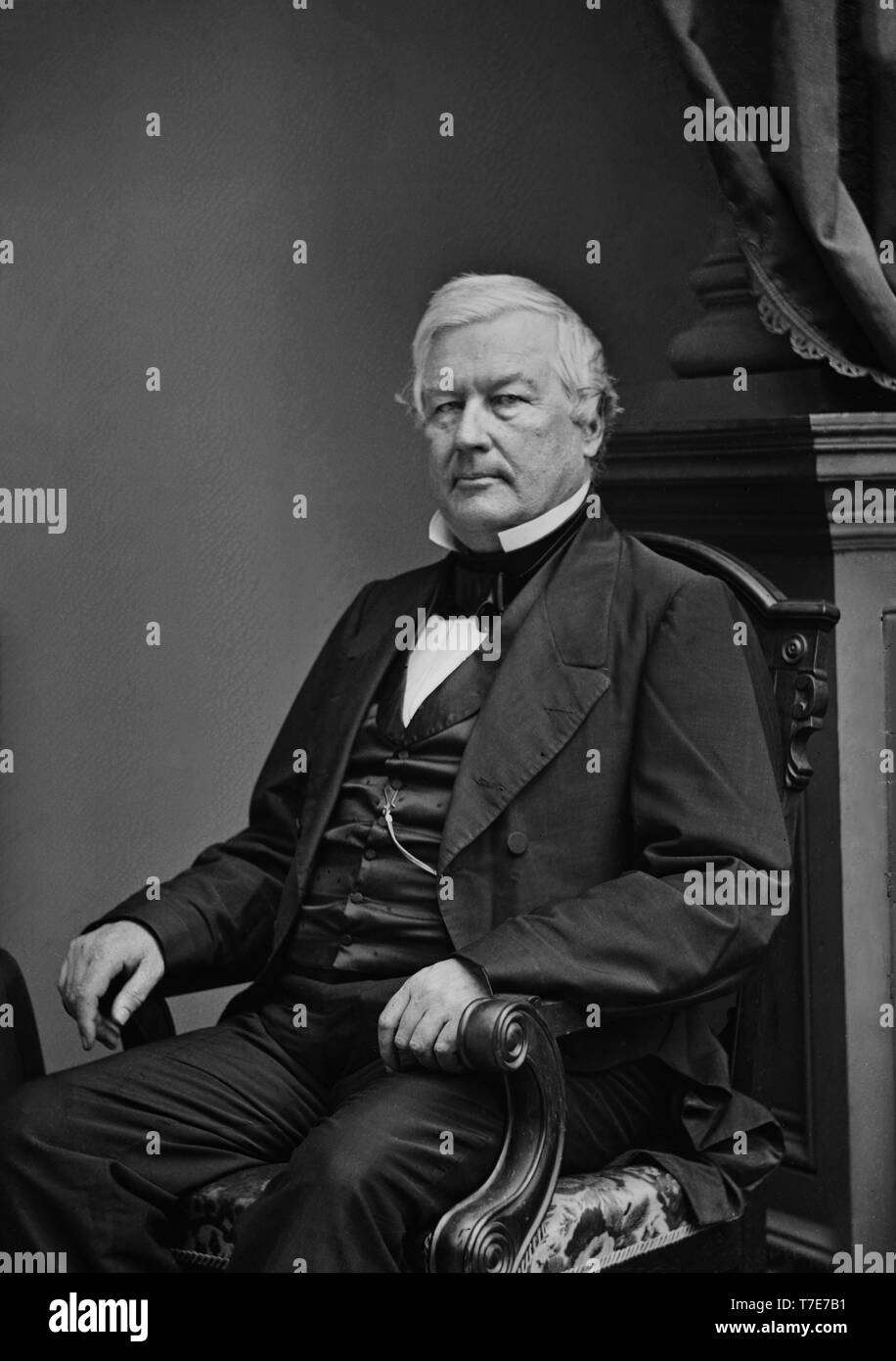 Stati Uniti Presidente Millard Fillmore, seduto ritratto, Mathew Brady, Brady-Handy raccolta, tra 1855 e 1865 Foto Stock