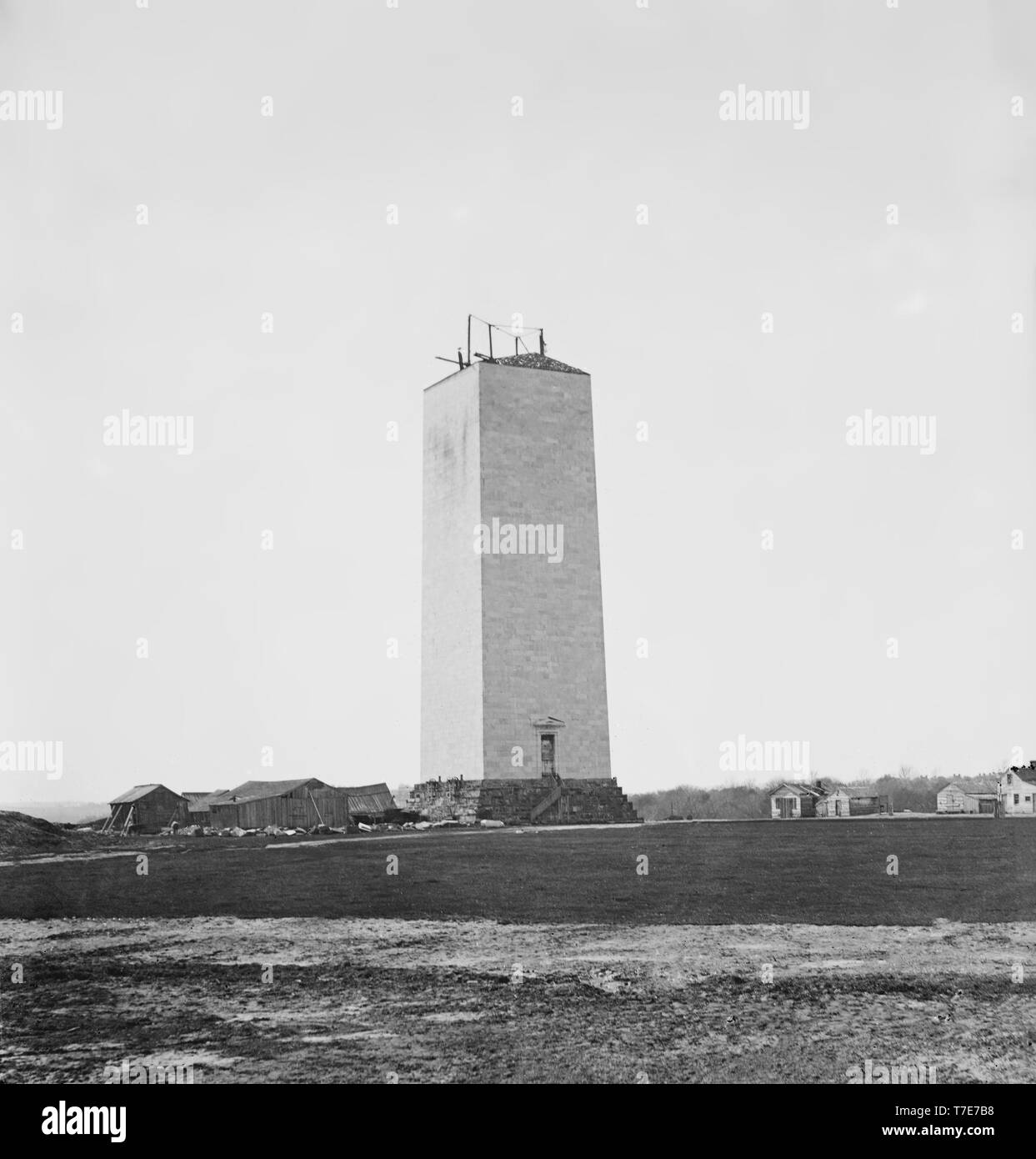 Il Monumento a Washington in costruzione, Washington DC, USA, da Mathew Brady, 1860 Foto Stock