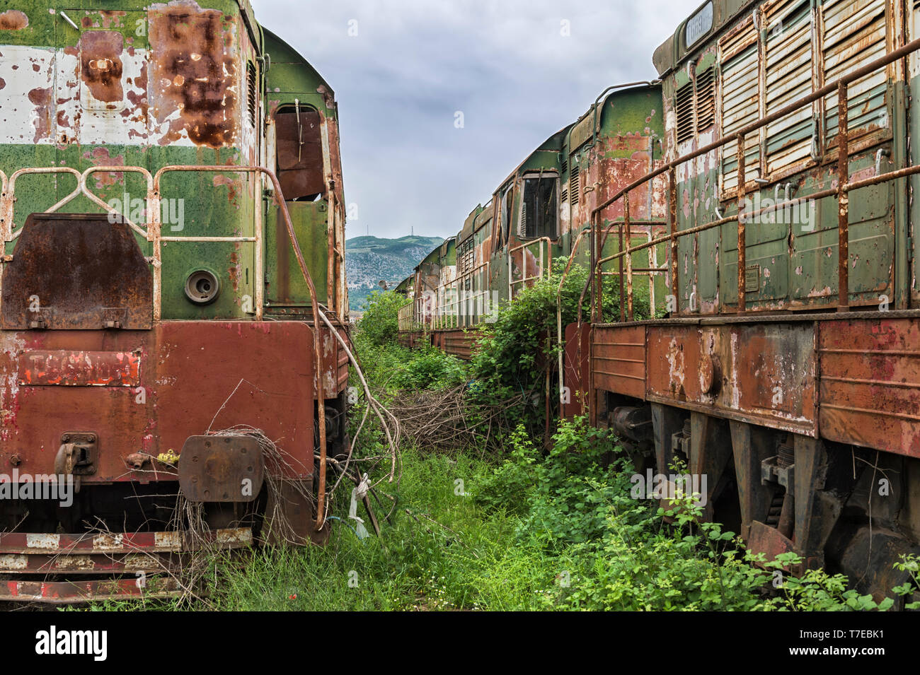 Ex stazione ferroviaria, Prrenjas, Albania Foto Stock