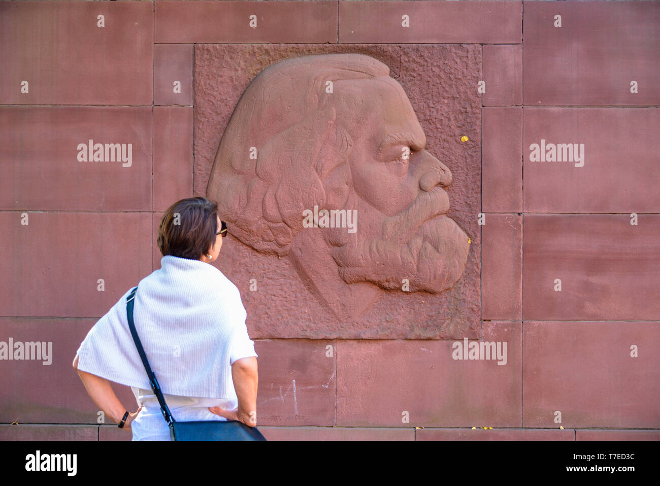 Karl-Marx-Denkmal, Stralau, Friedrichshain di Berlino, Deutschland Foto Stock