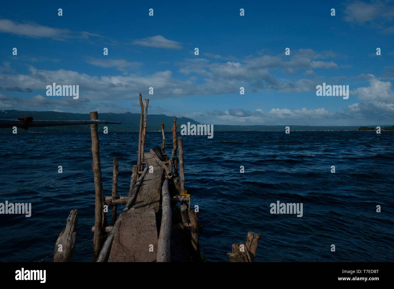 Il molo, Lago Taal, il vulcano Taal, Bulkang, Taal Luzon, Filippine Foto Stock