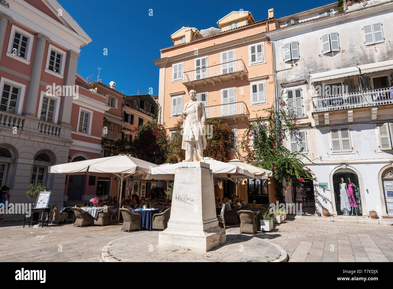 Georgios Theotokis memorial, primo ministro, Iroon Square, Città vecchia, Corfu','isola di Corfu, Isole Ionie, Grecia Foto Stock