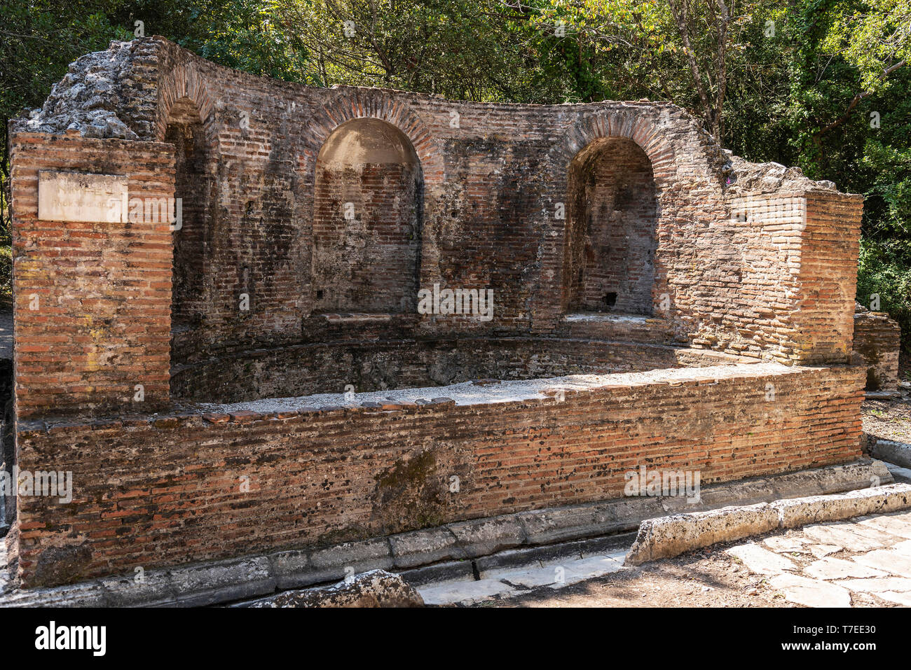 Fontana, antica città, antichità, sito di scavo, Butrinto, Saranda, Albania Foto Stock