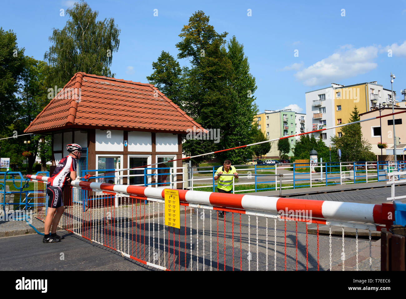 Ponte girevole, canale tra il lago Kisajno e il lago Niegocin, Gizycko, Warmia Masuria - Polonia Foto Stock