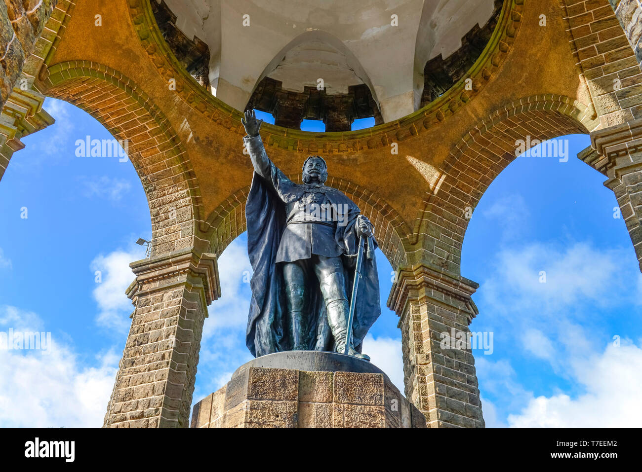 Kaiser-Wilhelm-Denkmal, Porta Westfalica, Kreis Minden-Luebbecke, Nordrhein-Westfalen, Deutschland Foto Stock