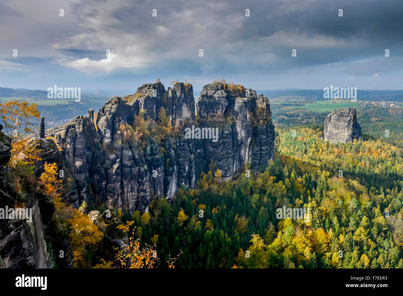 Schrammsteine, Nationalpark Saechsische Schweiz, Sachsen, Deutschland Foto Stock