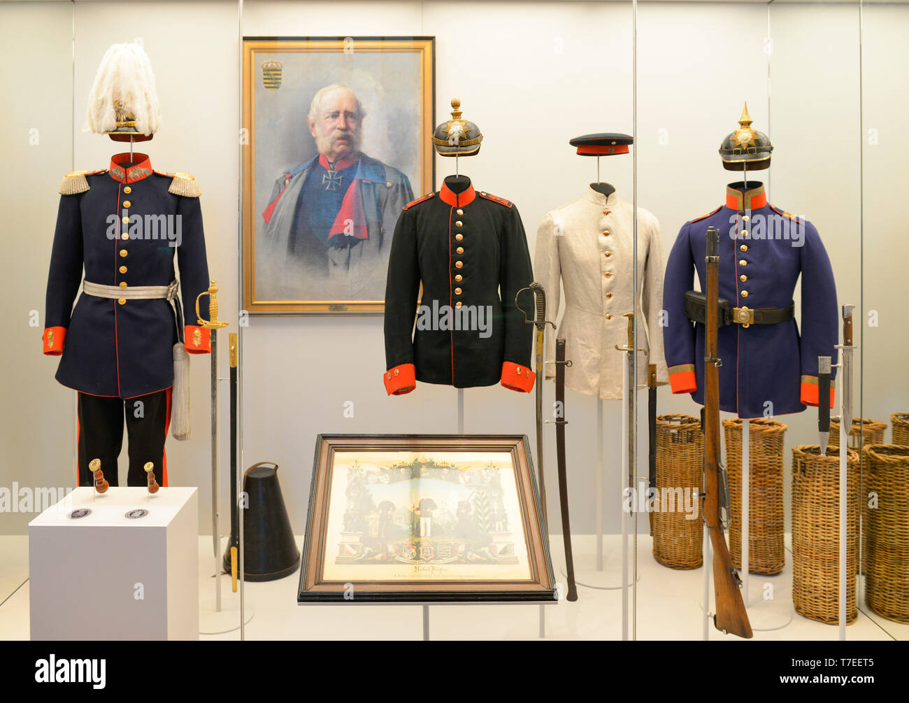 Uniformen, Dauerausstellung, Festung Koenigstein, Saechsische Schweiz, Sachsen, Deutschland, Burg K÷nigstein Foto Stock