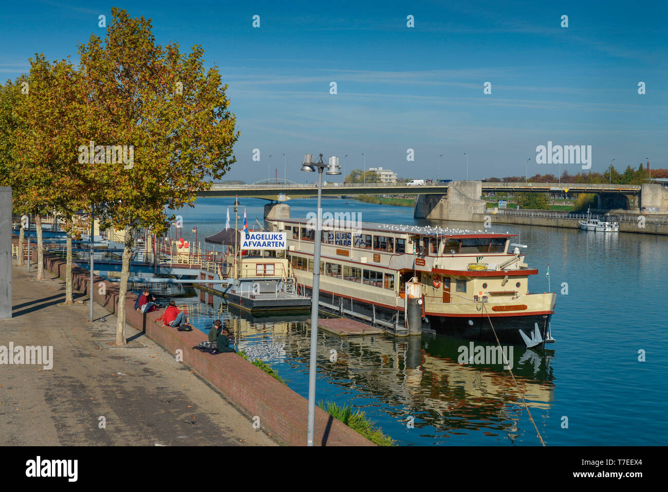 Flussufer, Dampfer, Maas, Maastricht, Niederlande Foto Stock