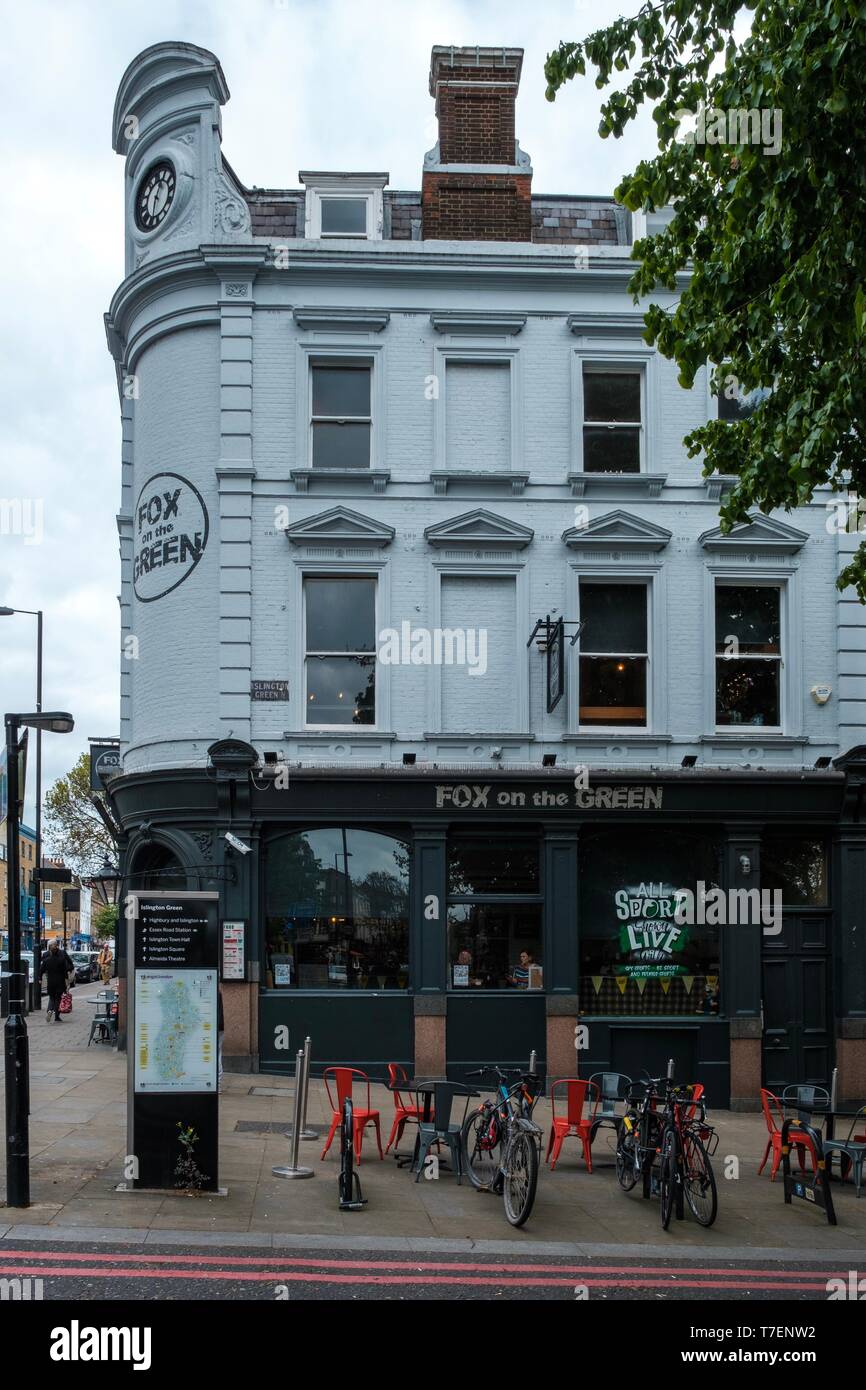Fox sul verde, Upper Street, Londra Foto Stock