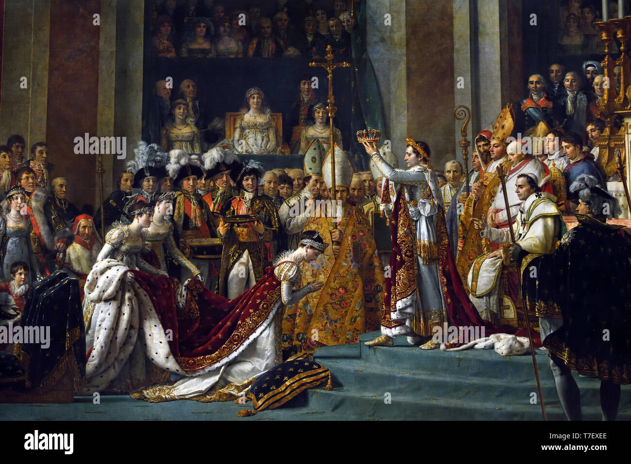 L incoronazione - Consacrazione Imperatore Napoleone Bonaparte e Giuseppina 1807 Cattedrale Notre Dame Parigi Jacques-Louis David 1748 - 1825 Francia - Francese Foto Stock