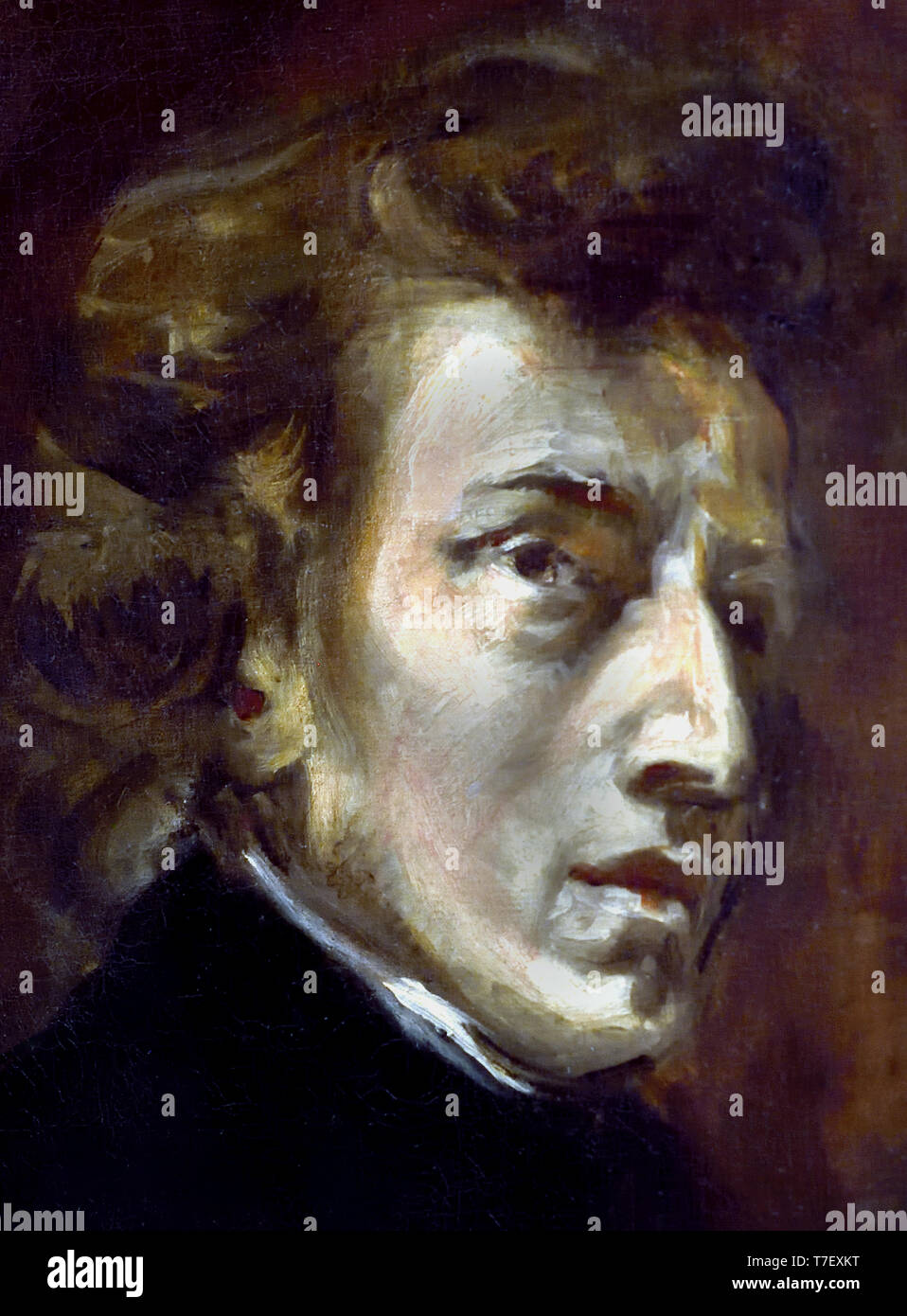 Ritratto di Frédéric Chopin, compositore circa 1838 da Eugène Delacroix 1798 - 1863 ( ( Frédéric François Chopin1810 - 1849 ( Fryderyk Franciszek) compositore polacco e un virtuoso pianista ) ) Foto Stock