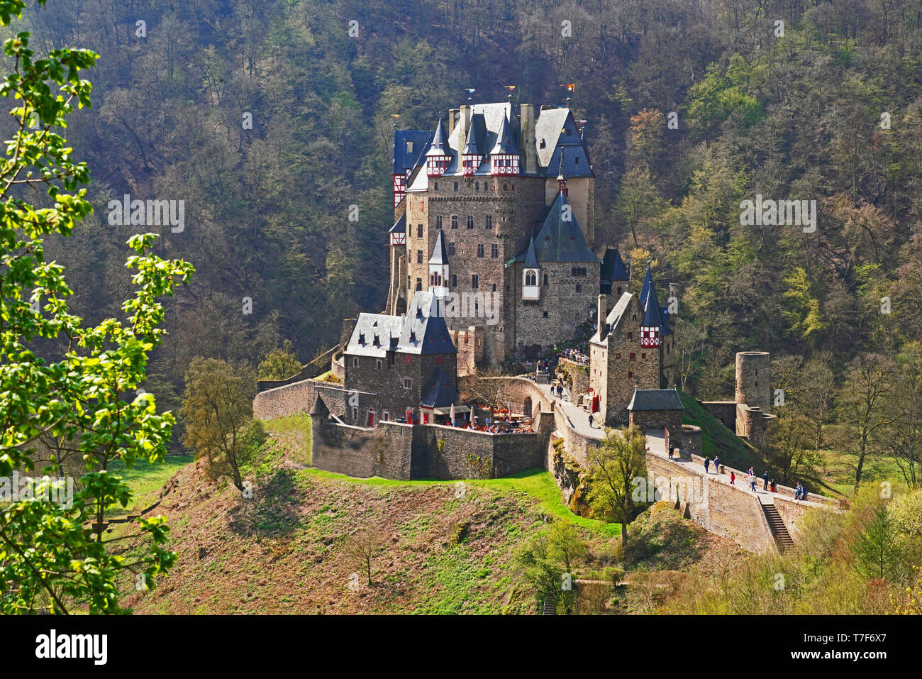 Burg Eltz castello nei pressi del fiume Moselle, Germania Foto Stock