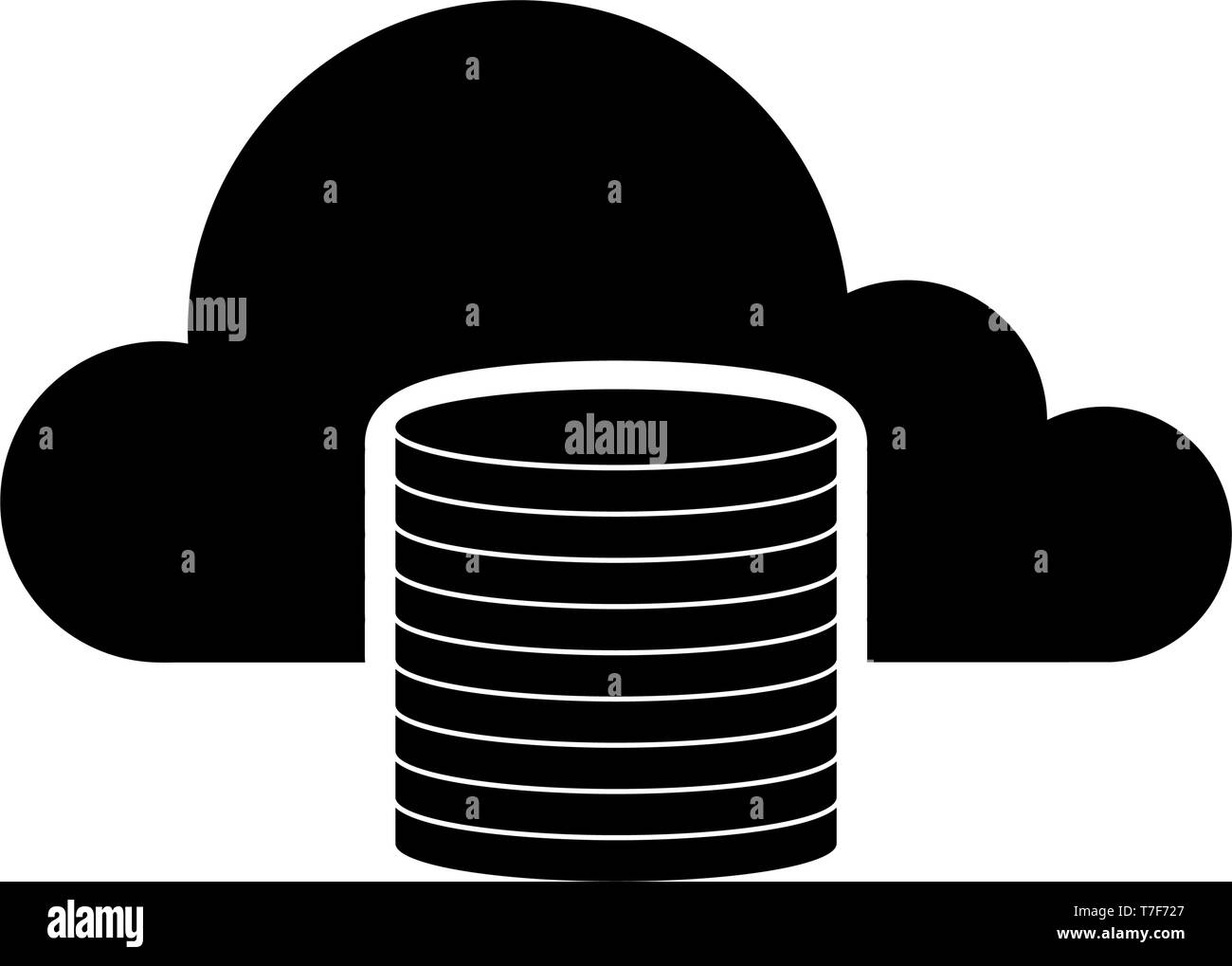 Il cloud computing icona con un simbolo del database Illustrazione Vettoriale