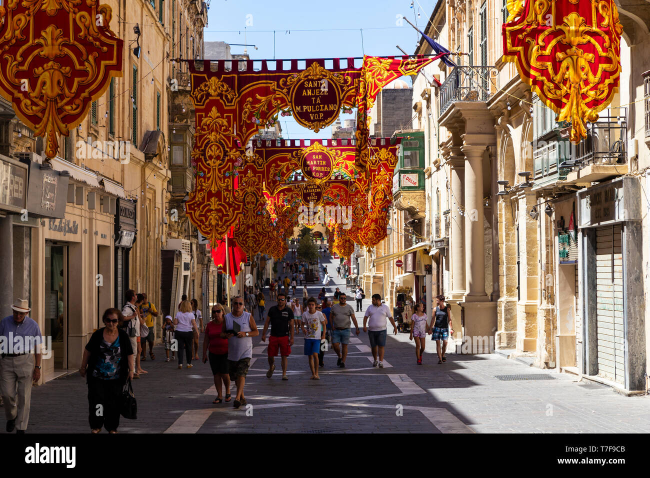 Malta, Malta, La Valletta, Repulic Street Foto Stock