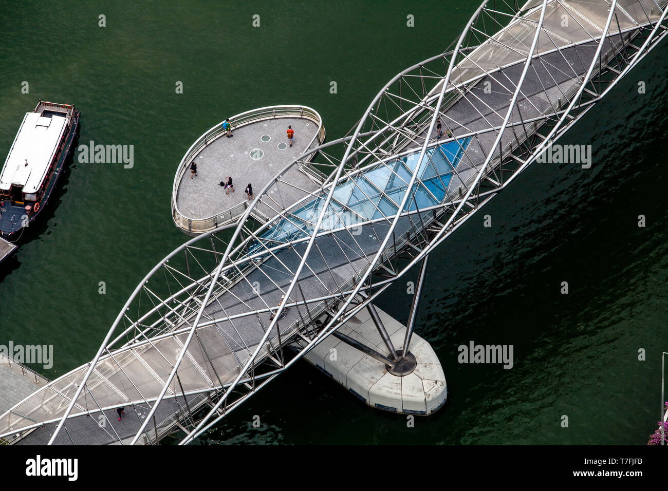 Il ponte di elica, Marina Bay, Singapore, Sud-est asiatico Foto Stock