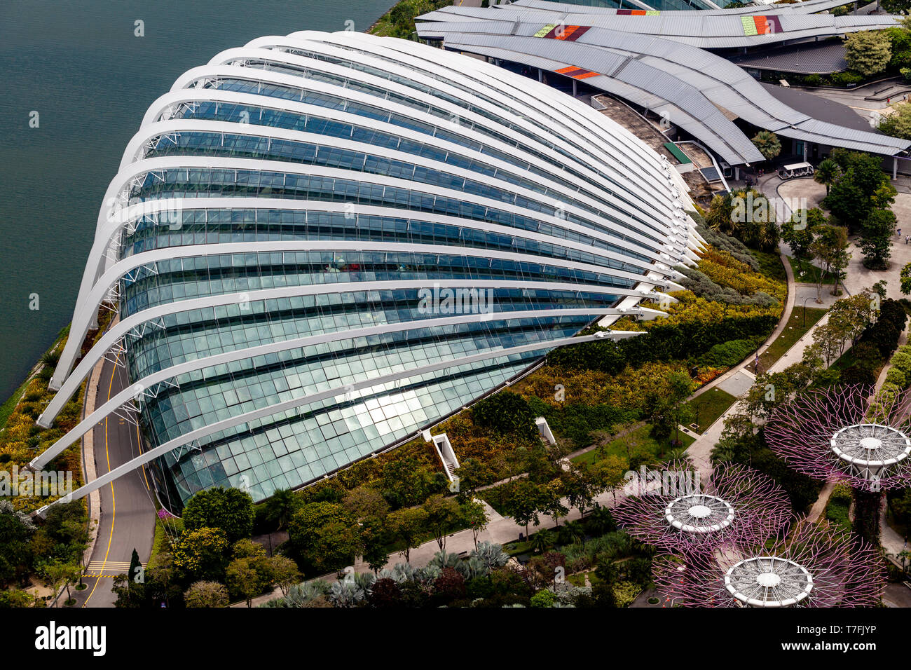 La cupola di fiori e giardino d'argento presso i giardini dalla baia Natura Park, Singapore, Sud-est asiatico Foto Stock