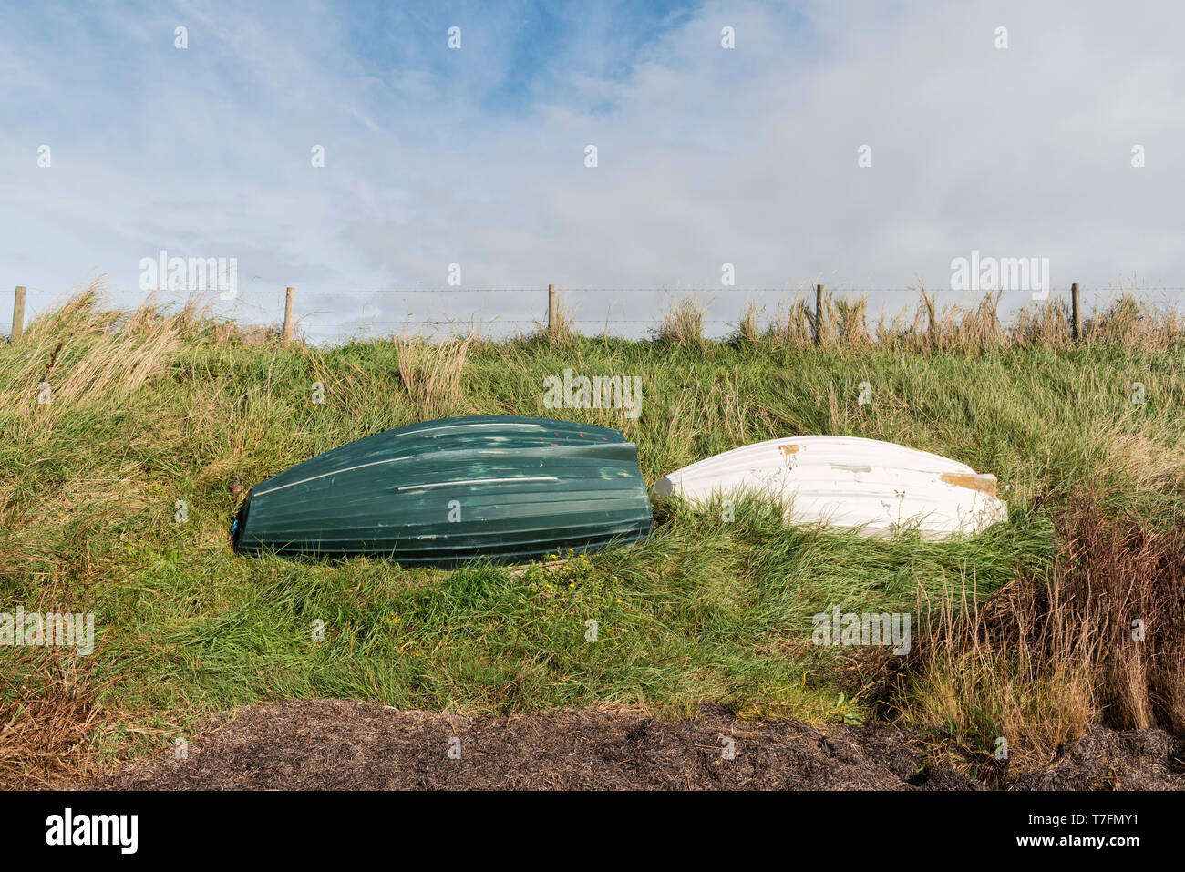 Due barche sull'erba Foto Stock