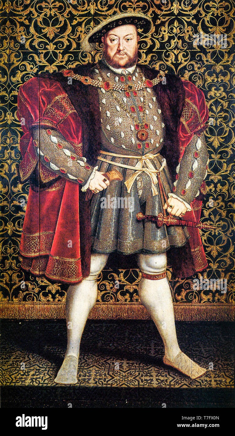 Enrico VIII (1491-1547), dopo Hans Holbein il giovane, Chatsworth House, ritratto di Hans Eworth, circa 1560 Foto Stock