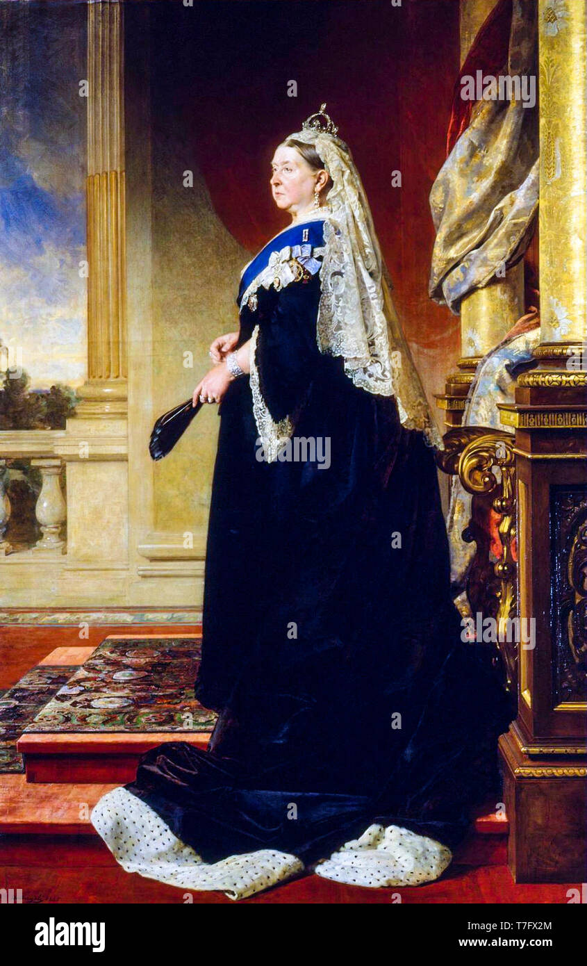 Ritratto della Regina Victoria come una vedova, dipinto da Heinrich von Angeli, 1885 Foto Stock