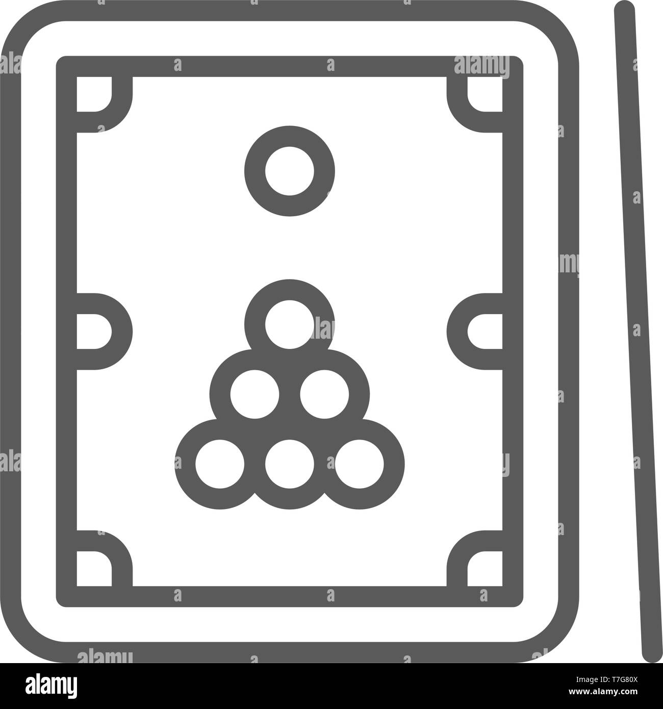 Biliardo, Tavolo Con cue e sfere di Icona di linea. Illustrazione Vettoriale