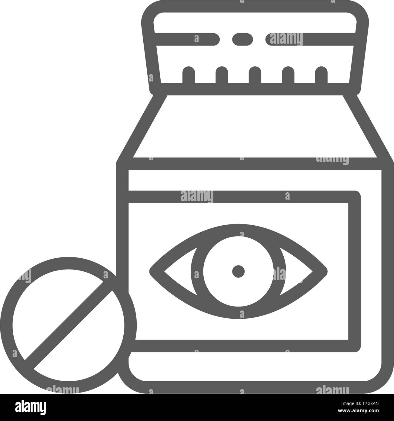 Compresse, vitamine, la medicina per la linea di visione icona. Illustrazione Vettoriale