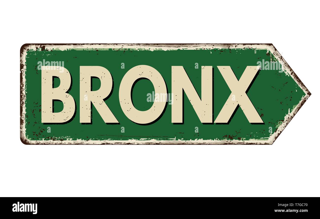 Bronx vintage metallo arrugginito segno su uno sfondo bianco, illustrazione vettoriale Illustrazione Vettoriale