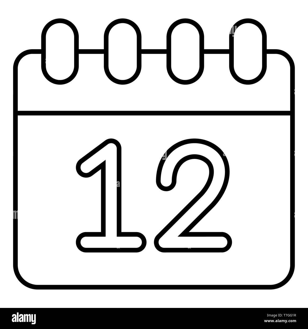 Icona calendario, illustrazione vettoriale, Istruzione contorno Foto Stock