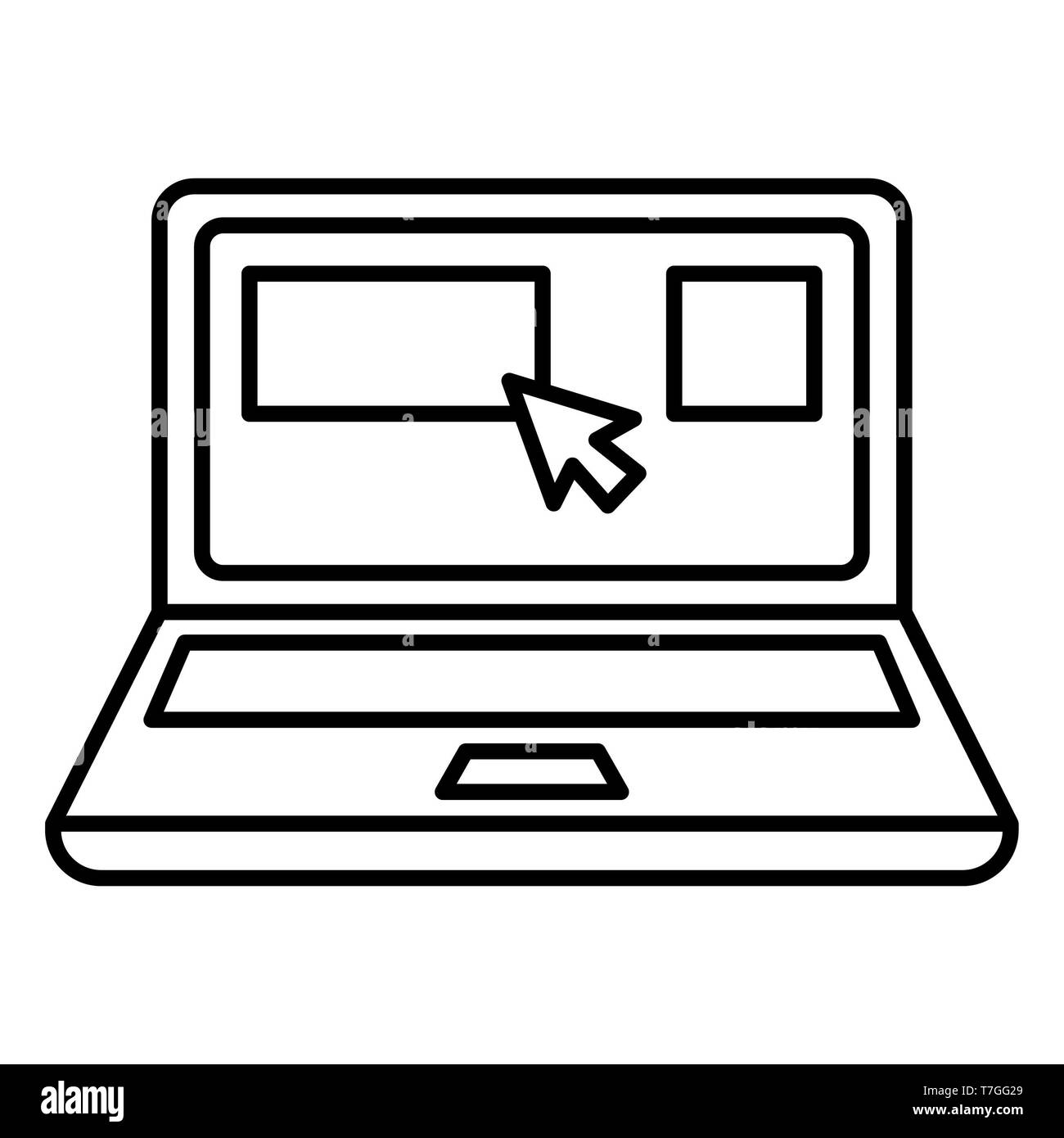 Icona Computer illustrazione vettoriale, Istruzione contorno Foto Stock