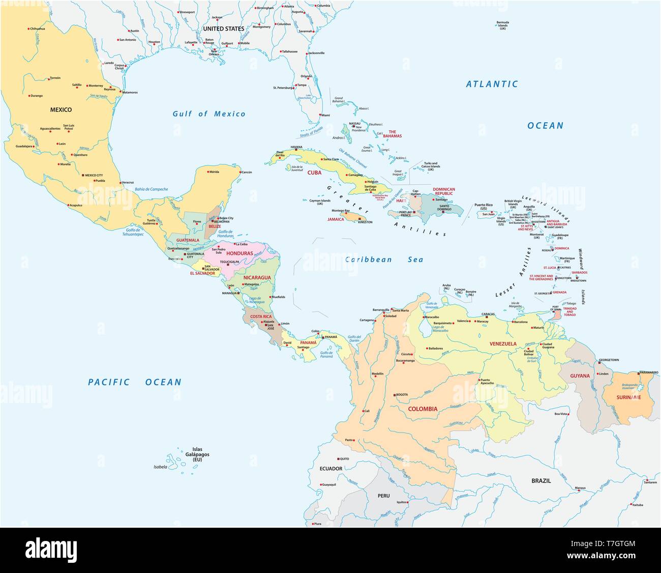 Associazione degli Stati dei Caraibi mappa Illustrazione Vettoriale