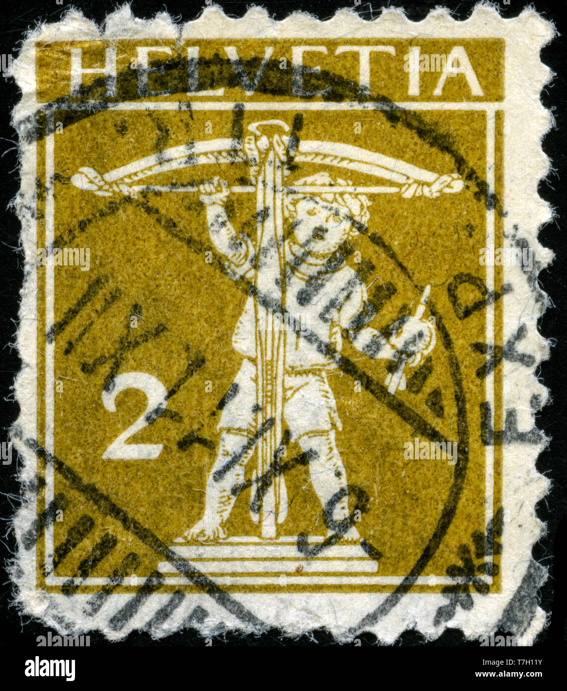 Francobollo dalla Svizzera nel Guglielmo Tell serie emesse nel 1910 Foto Stock