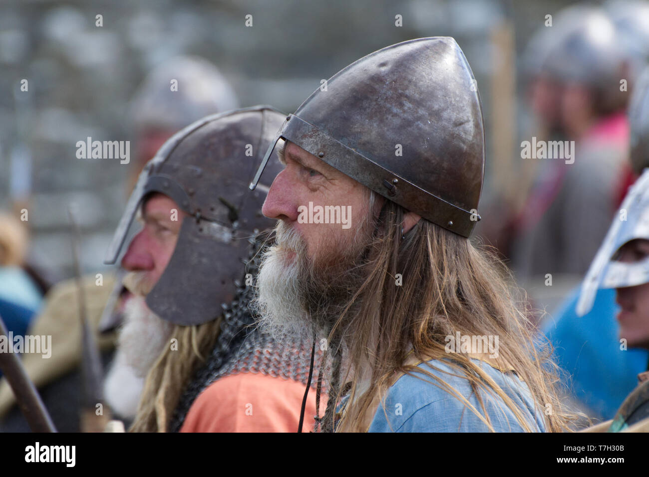 Sassone e Viking Rievocazione Storica i partecipanti Foto Stock