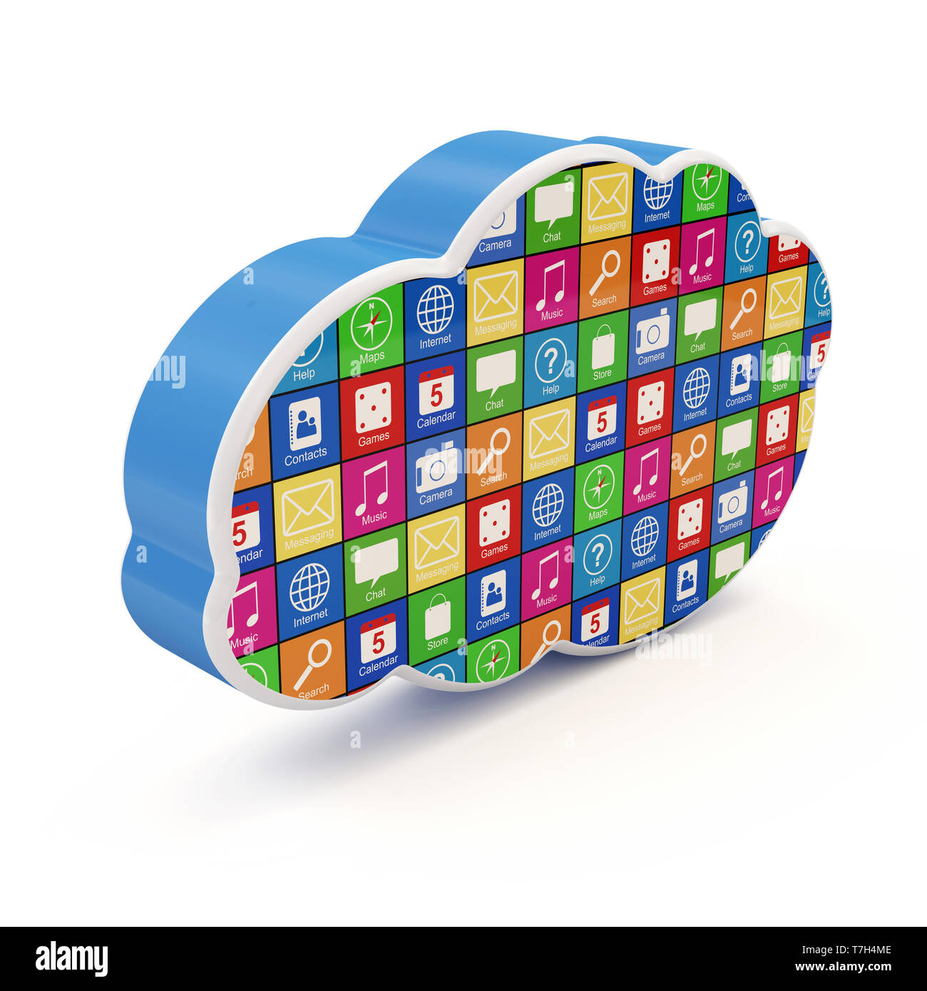 Il Cloud Computing Symbol con applicazioni isolate su sfondo bianco Foto Stock
