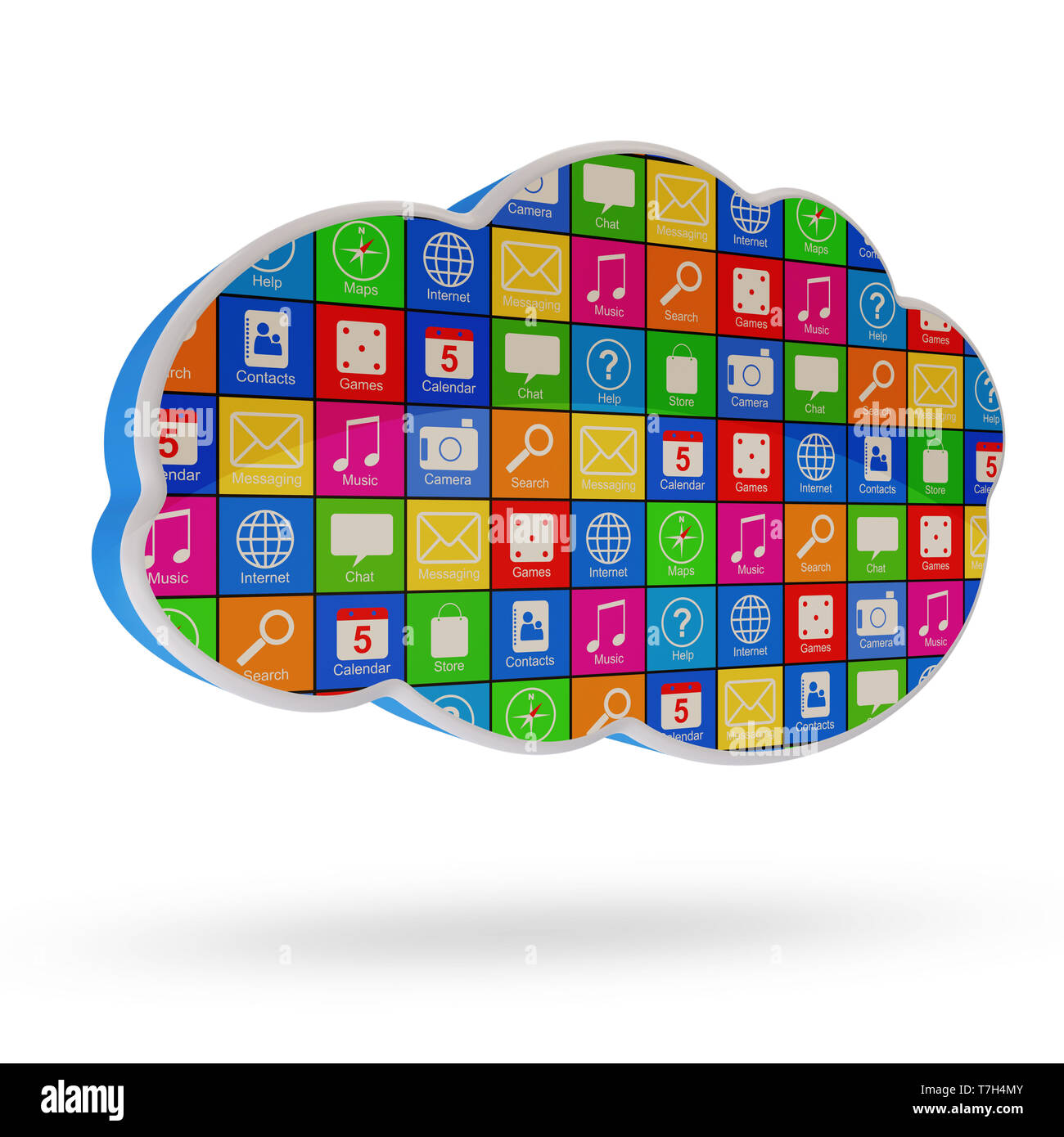 Il Cloud Computing Symbol con applicazioni isolate su sfondo bianco Foto Stock