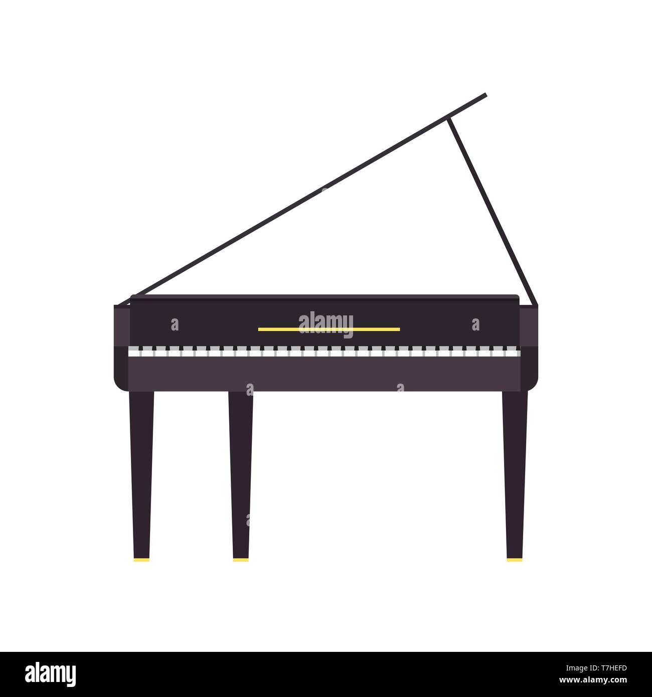 Piano grand vettore illustrazione musicale strumento musicale nero isolato bianco classica icona. Concerto di chiave background sound art Illustrazione Vettoriale