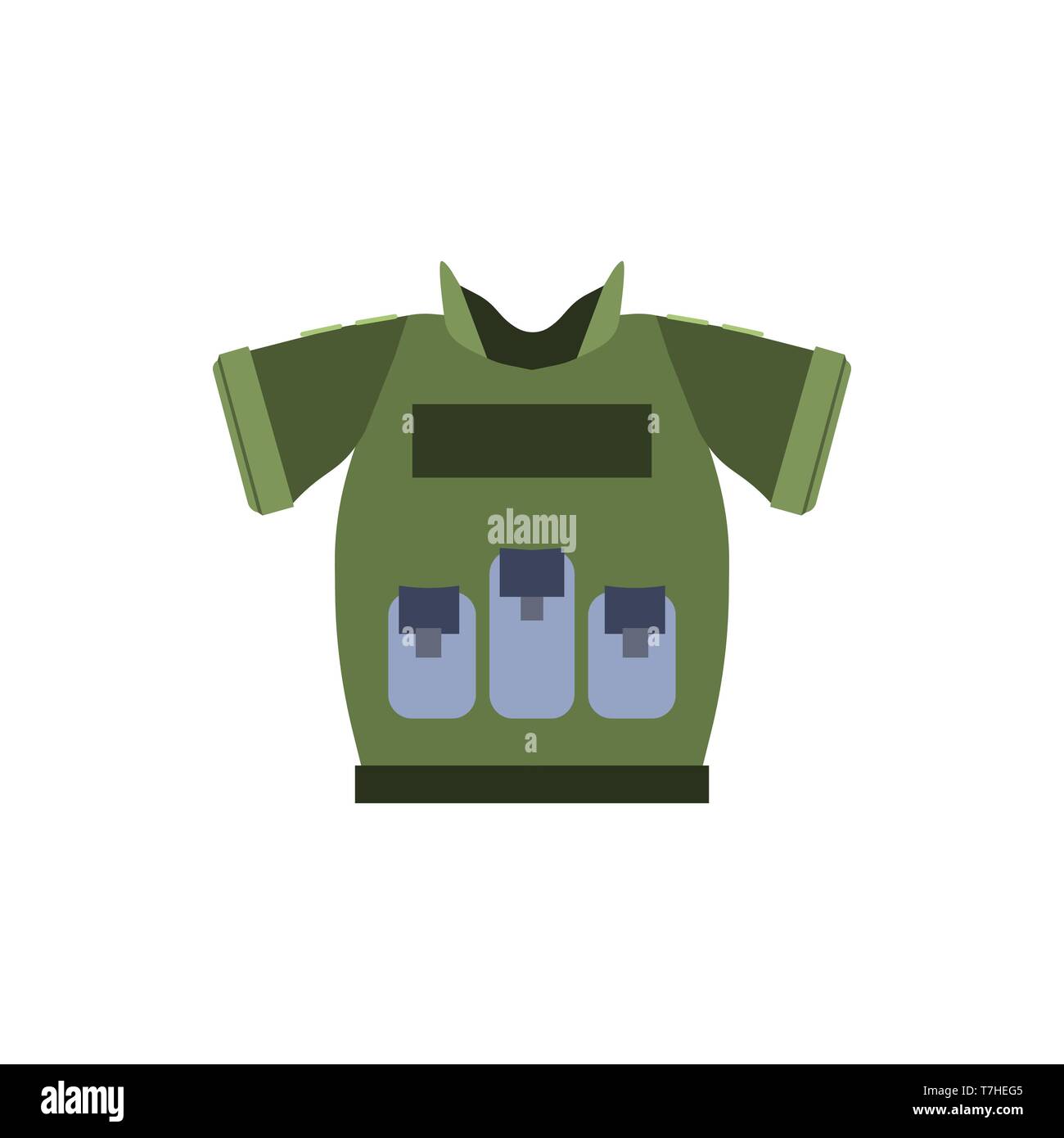 Giubbotto antiproiettile vettore icona giubbotto antiproiettile, illustrazione. Uniformi della polizia la protezione delle apparecchiature del team di simbolo. Segno cop di sicurezza Illustrazione Vettoriale