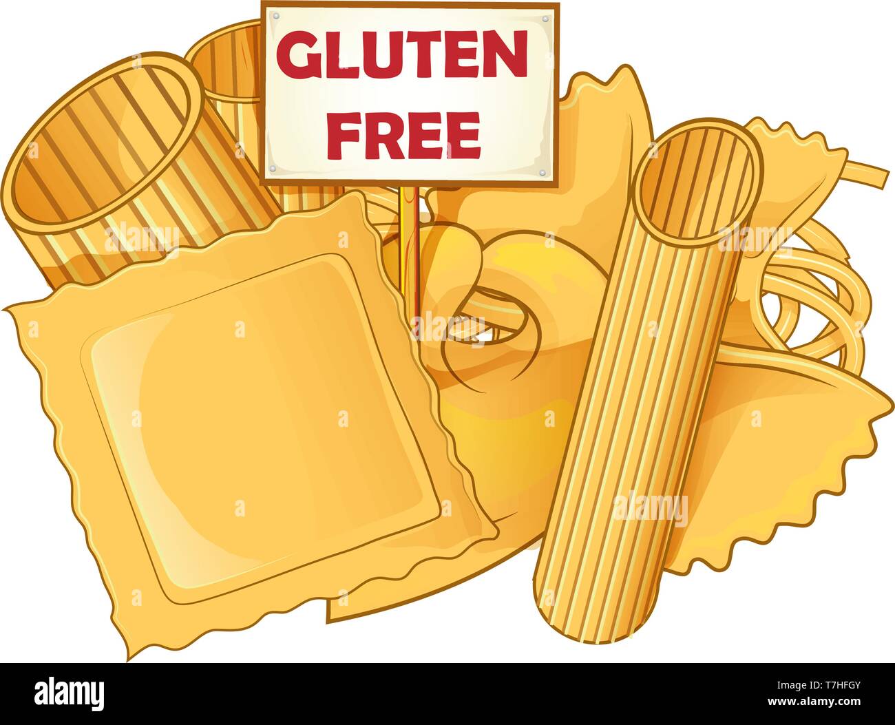 La pasta italiana con senza glutine cartello , vetcor illustrazione . Illustrazione Vettoriale