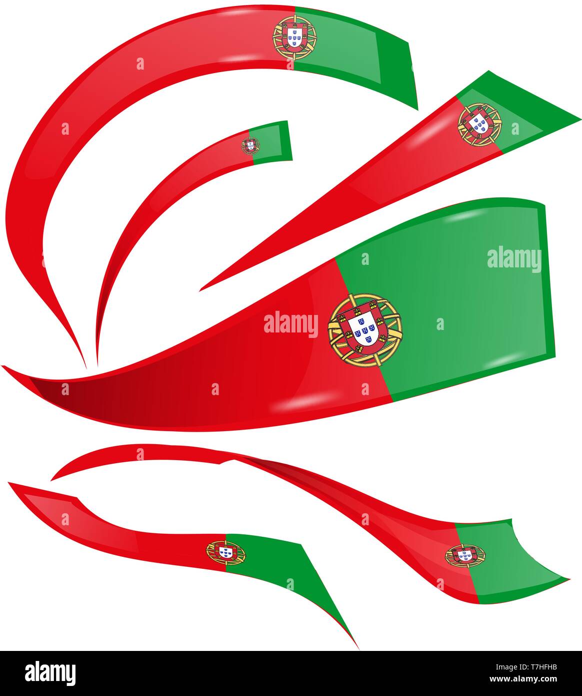 Portugal Flag impostato isolati su sfondo bianco Illustrazione Vettoriale