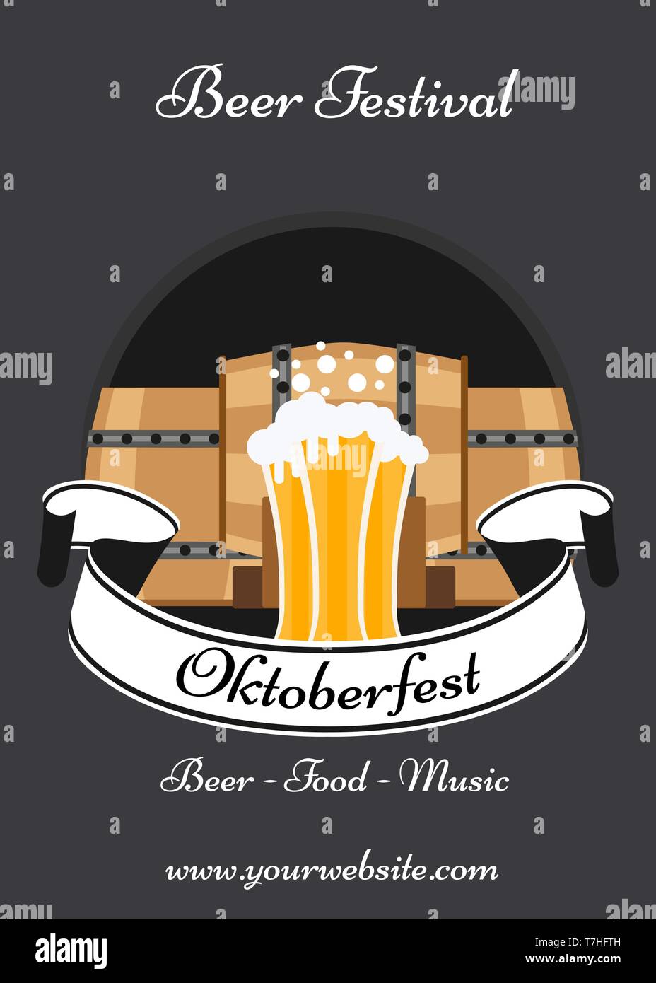 Oktoberfest celebrazione tradizionale decor banner sfondo. Vetro bavarese birra illustrazione vettoriale invito carnevale card. Festival tedesco pa Illustrazione Vettoriale