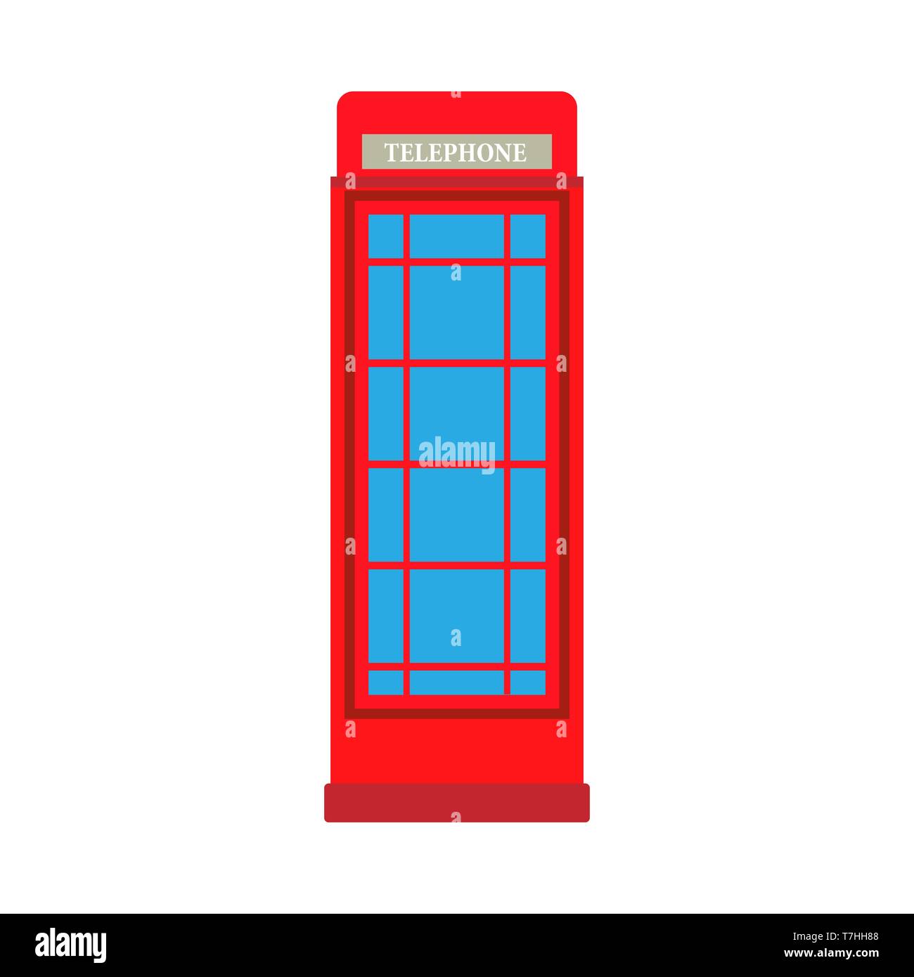 Phone Booth red business elemento di telecomunicazione icona vettore. Londra pubblica via casella bianca isolata Illustrazione Vettoriale