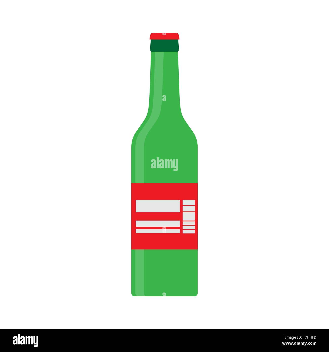 Bottiglia di birra verde simbolo del vettore di vetro. Alcool