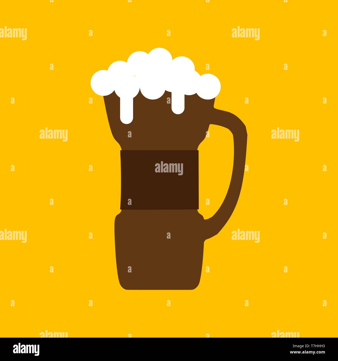 Birra boccale in legno liquido giallo celebrazione oggetto icona vettore. Bere alcool bar pub. Bolle di schiuma e la fabbrica di birra artigianale Illustrazione Vettoriale