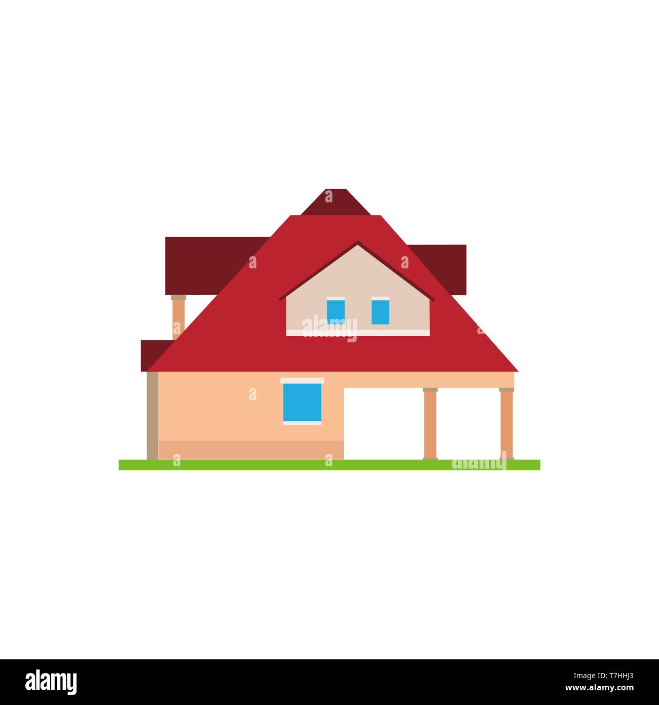 Vettore di casa costruzione immobiliare isolatd icona. Casa Famiglia esterno illustrazione piatta Illustrazione Vettoriale