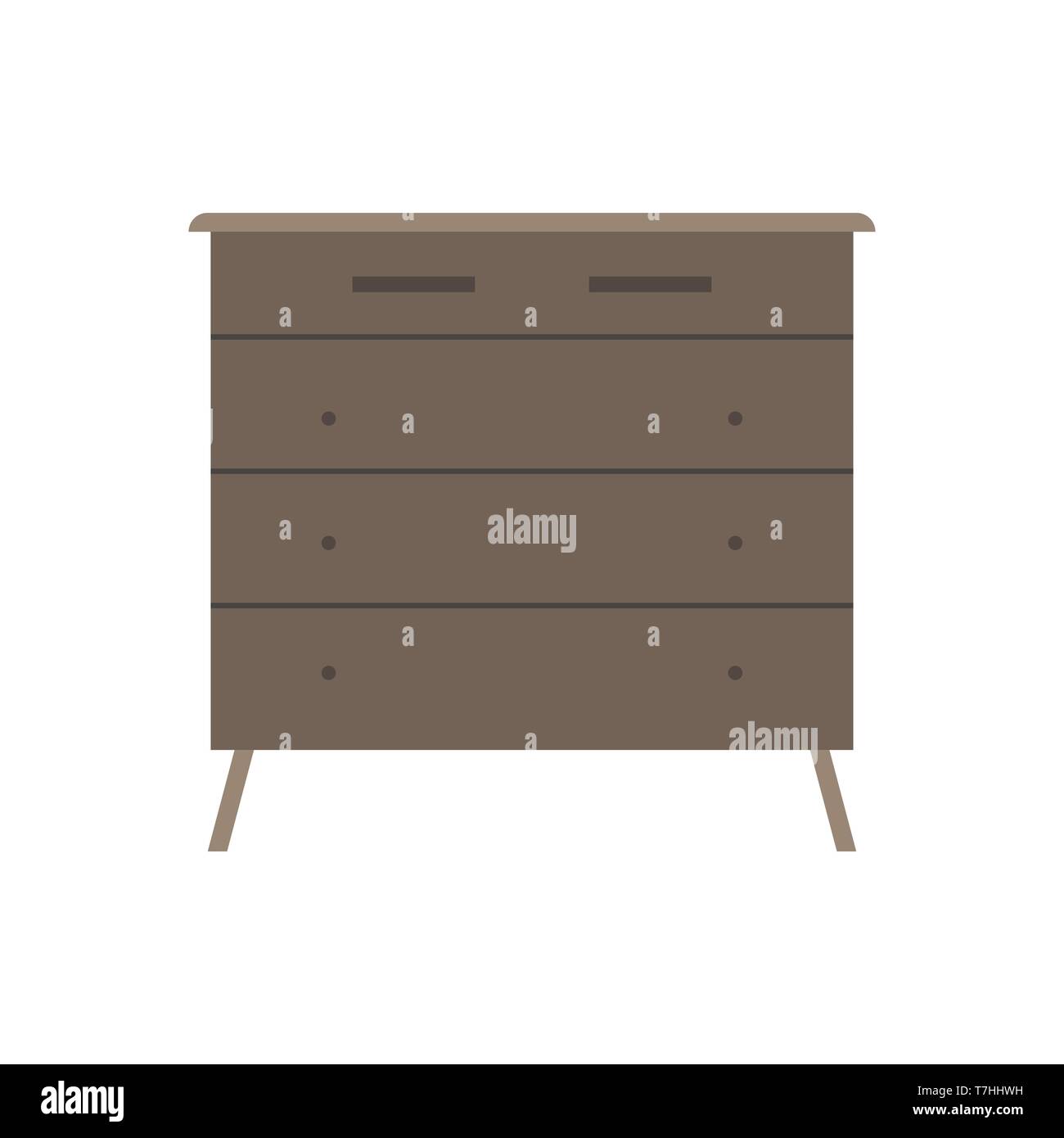 Cassetto scatola marrone equipaggiamento in stile retrò con ripiano. Appartamento contemporaneo semplici arredi in legno Illustrazione Vettoriale