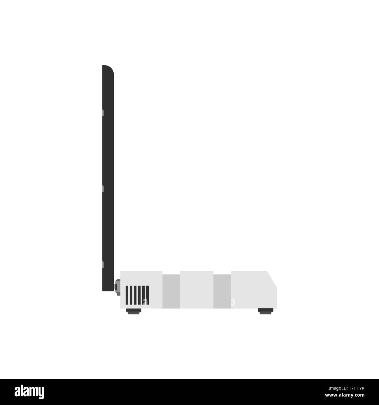 Lato Router visualizza icona vettore di accesso di collegamento isolato bianco. Firewall per la protezione del gateway di rete apparecchiature internet Illustrazione Vettoriale