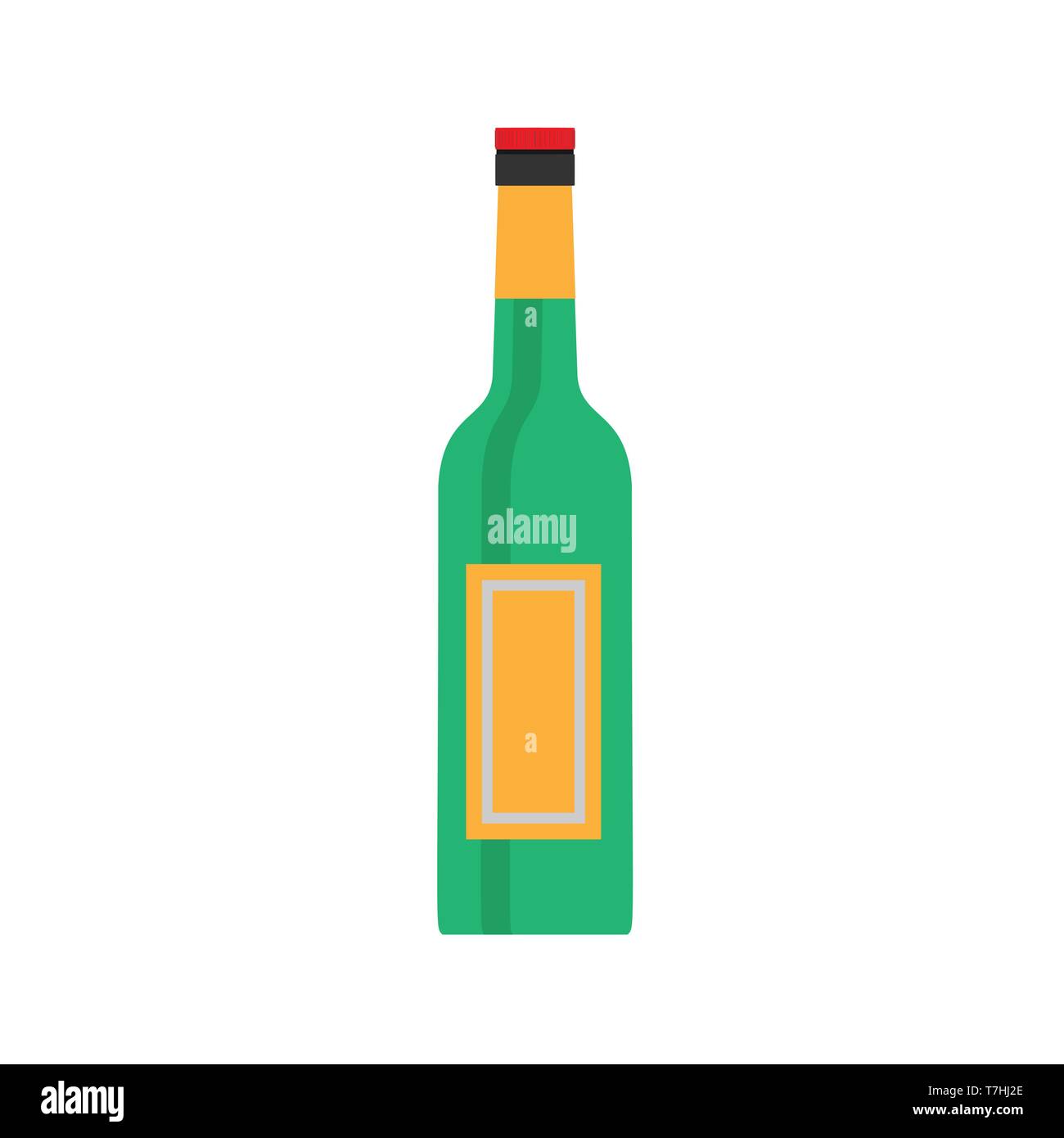 Bottiglia di birra verde simbolo del vettore di vetro. Alcool