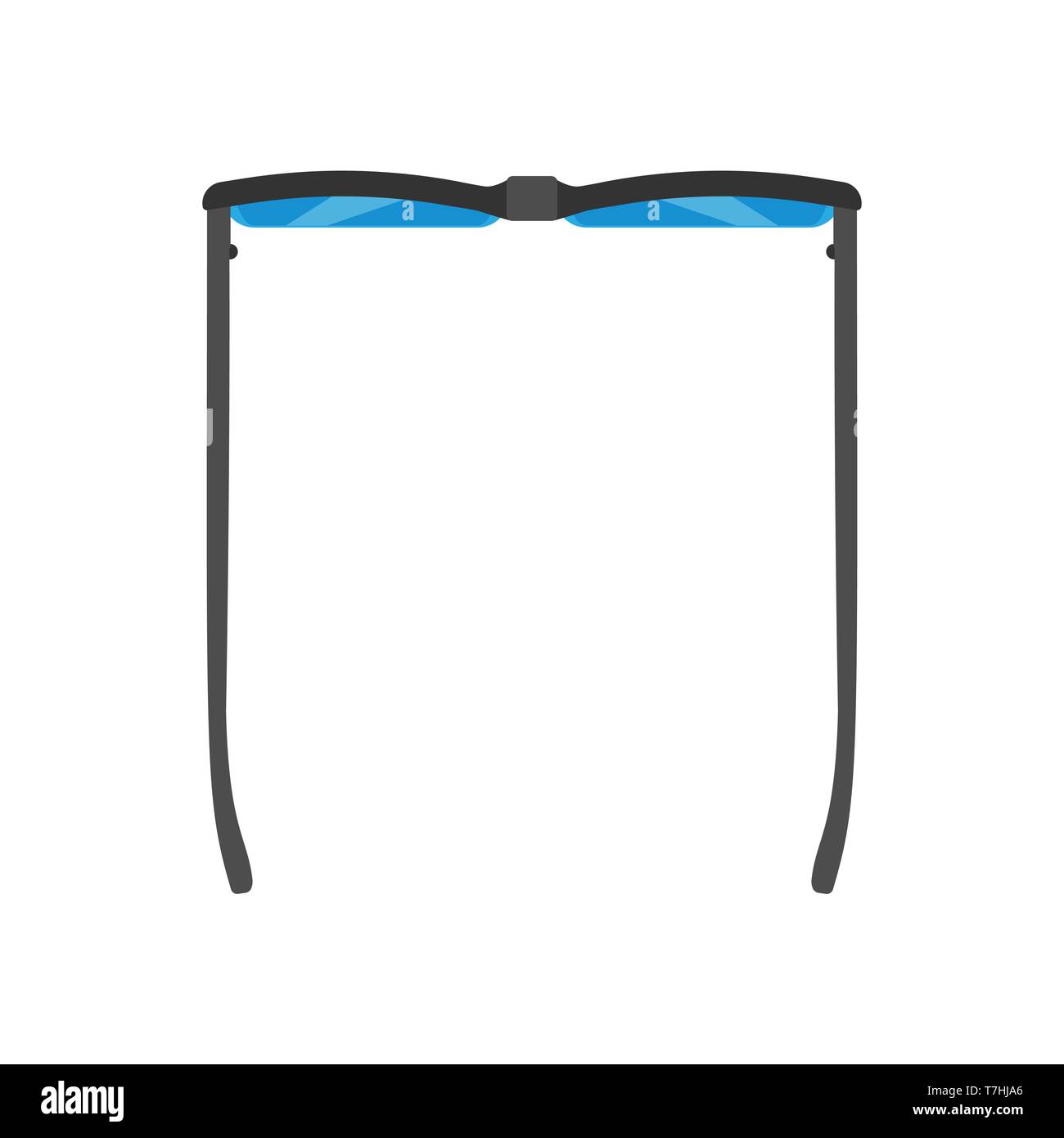 Occhiali icona vettore vista dall'alto segno. Usura isolato vista business accessorio. Specs telaio nero silhouette piatta Illustrazione Vettoriale