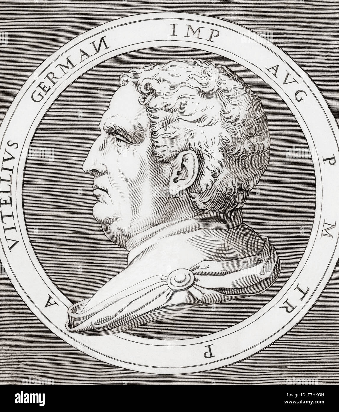 Vitellius, 15 - 69 annuncio. Imperatore romano. Foto Stock